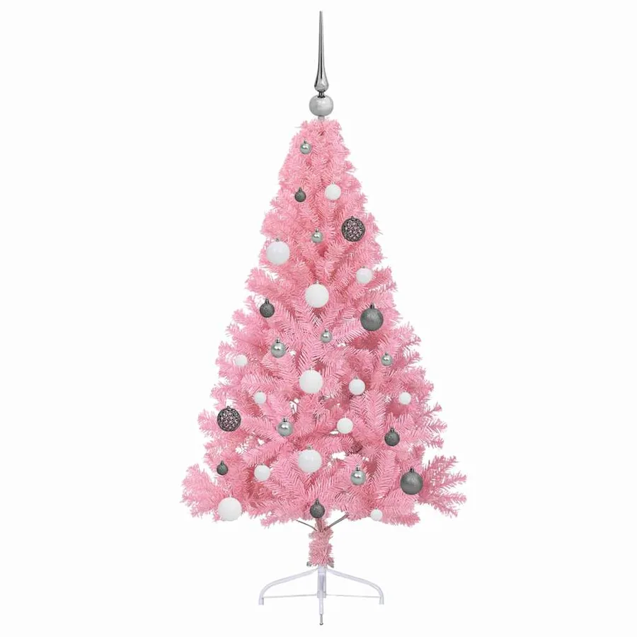 Sapin de Noël artificiel pré-éclairé Rose 150 cm PVC - 5