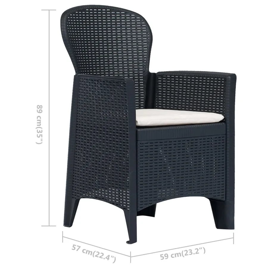 Chaises de jardin lot de 2 avec coussin Anthracite Plastique - 7