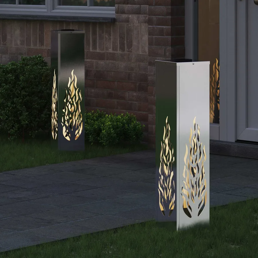 Lumière de chemin LED solaire 2 pcs Blanc chaud 18 x 18 x 80 cm - 3