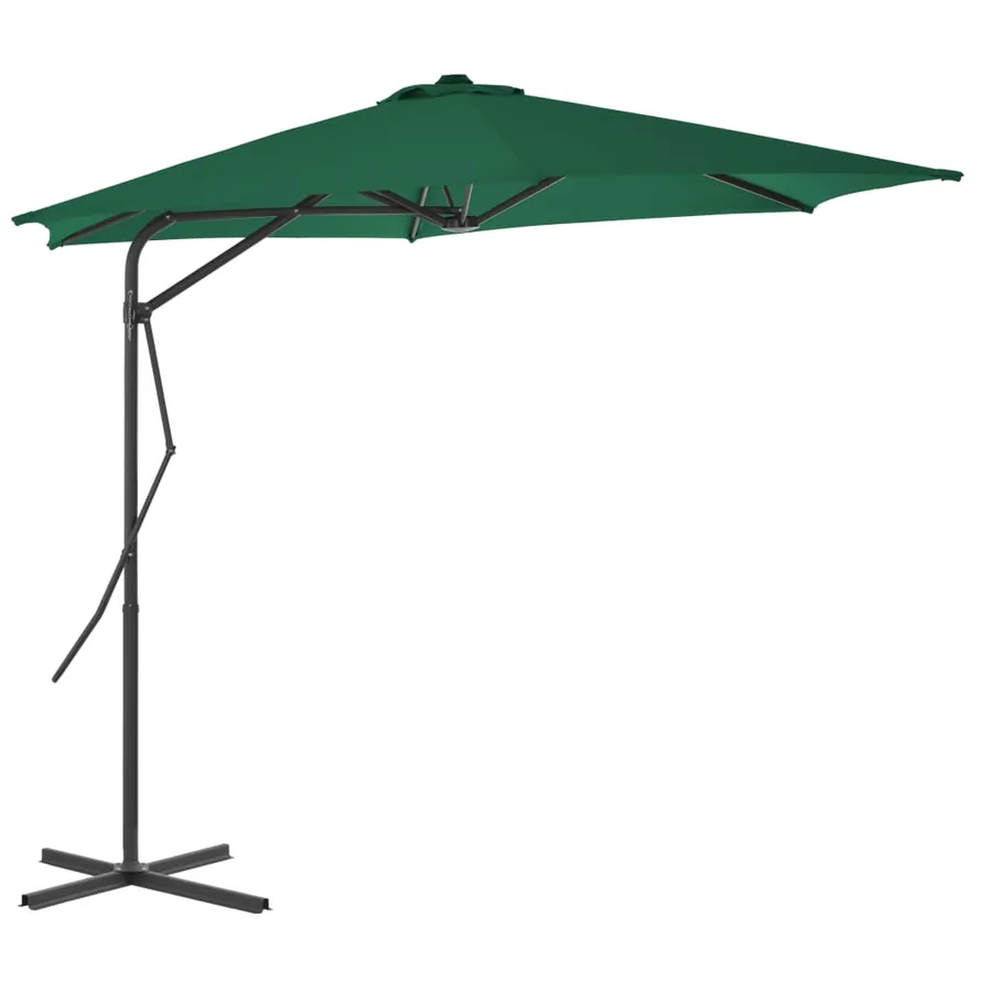 Parasol d'extérieur avec mât en acier 300 cm Vert
