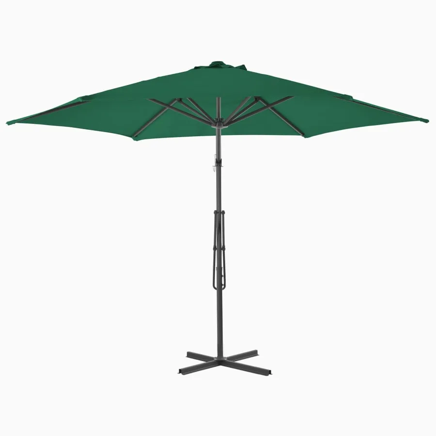 Parasol d'extérieur avec mât en acier 300 cm Vert - 3