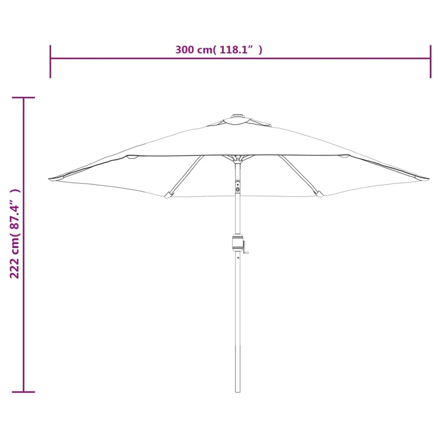 Parasol d'extérieur avec poteau en métal 300 cm Taupe - 8