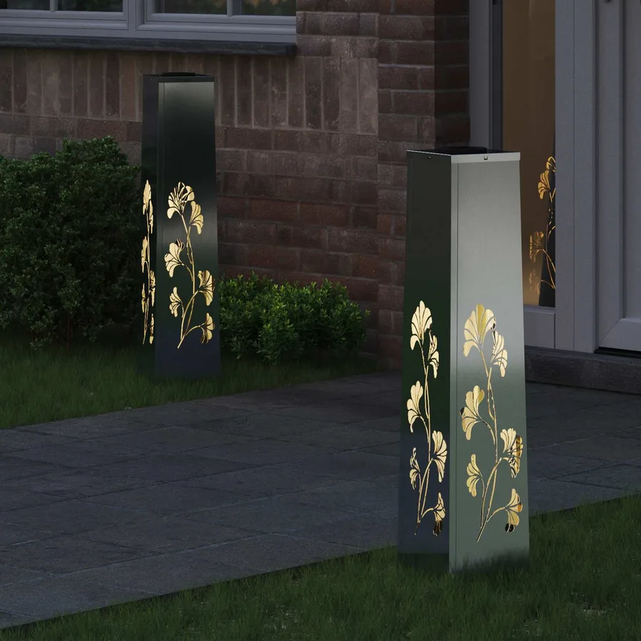 Lumière de chemin LED solaire 2 pcs Blanc chaud 18 x 18 x 80 cm - 3