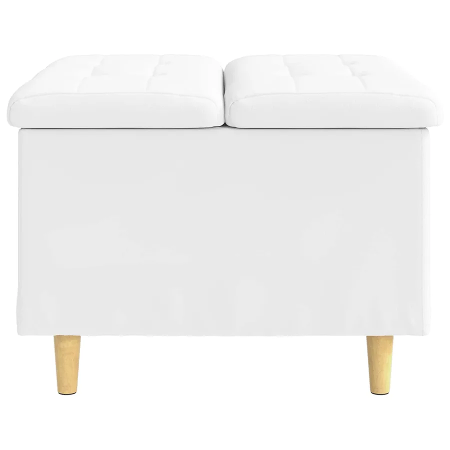 Pouf de rangement Blanc 60 x 60 x 45 cm Simili cuir - 5