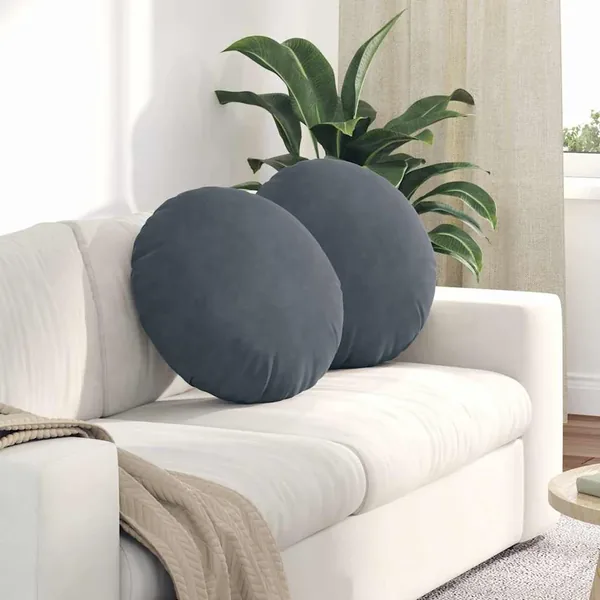 Coussins de siège 2 pcs Gris foncé Ø50 x 19 cm Velours