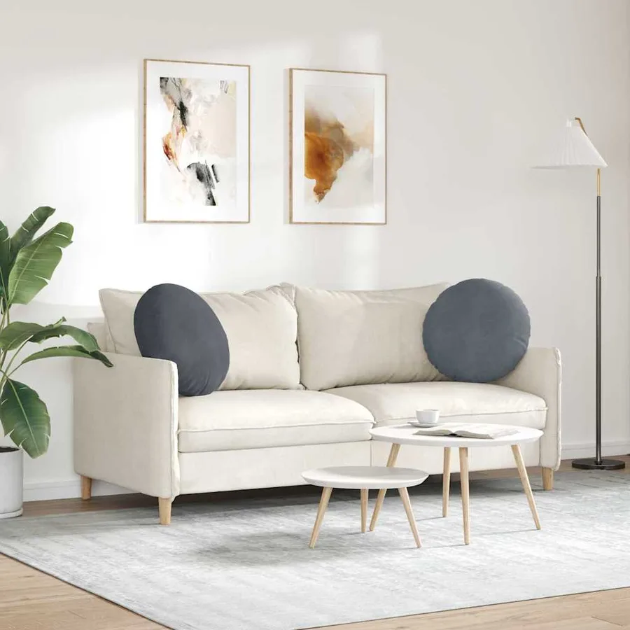 Coussins de siège 2 pcs Gris foncé Ø50 x 19 cm Velours - 4