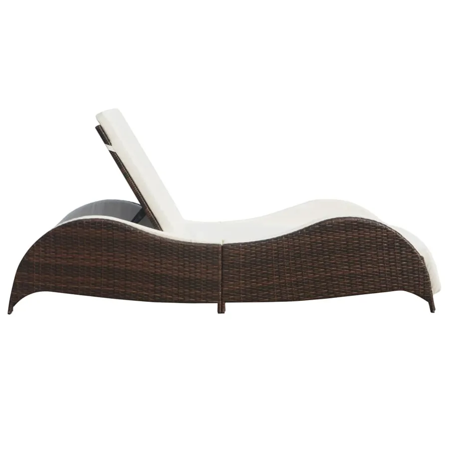 Chaise longue avec coussin Résine tressée Marron - 4
