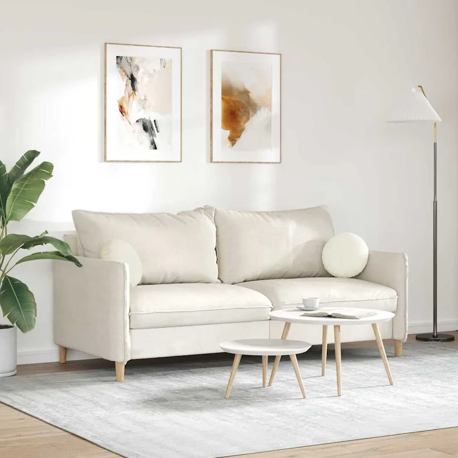 Coussins de siège 2 pcs Crème Ø30 x 13 cm Velours - 4