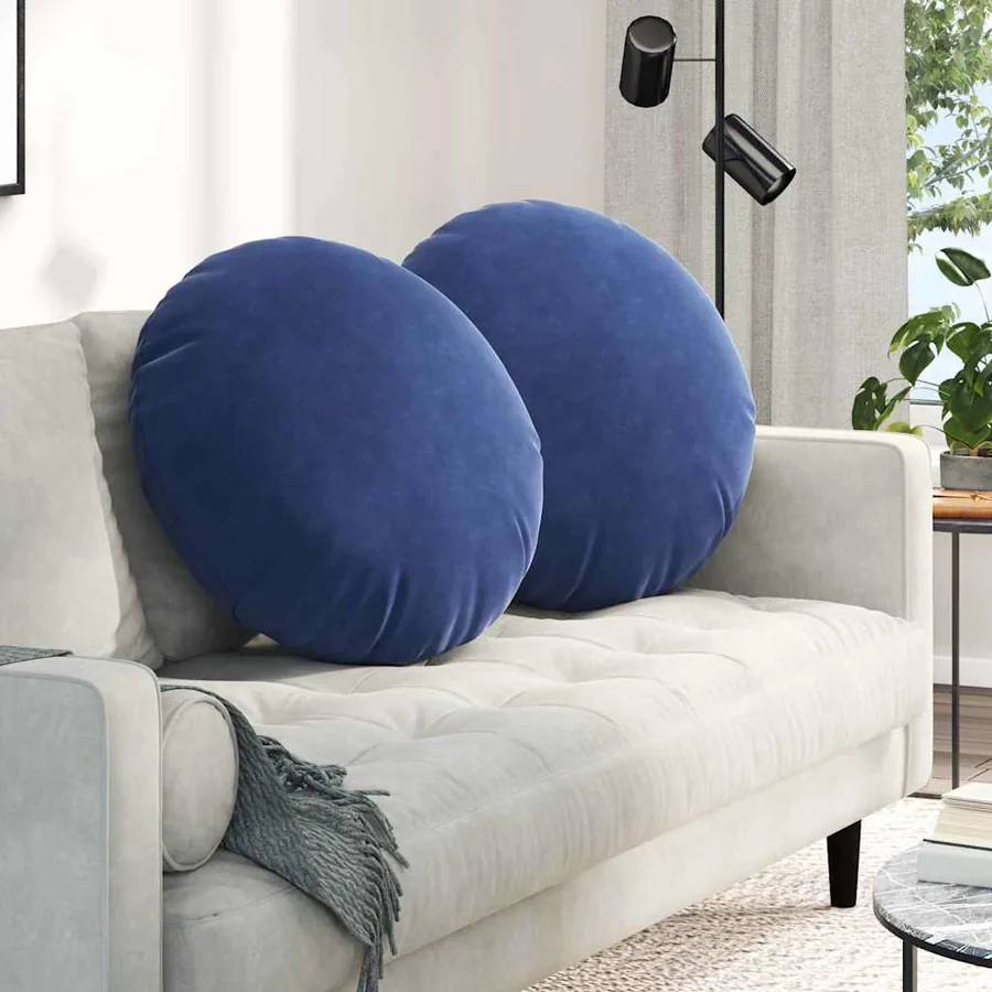 Coussins de siège 2 pcs Bleu police Ø 40 x 13 cm Velours