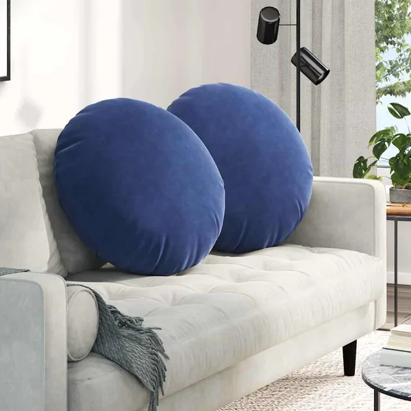 Coussins de siège 2 pcs Bleu police Ø 40 x 13 cm Velours