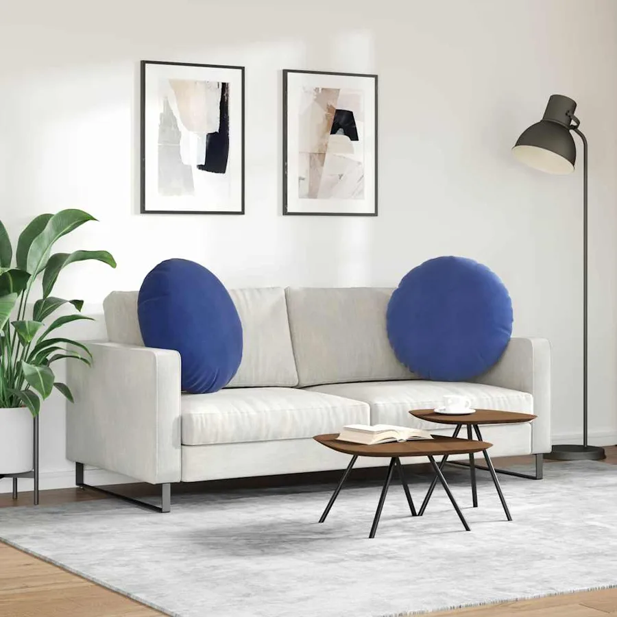 Coussins de siège 2 pcs Bleu police Ø 40 x 13 cm Velours - 4