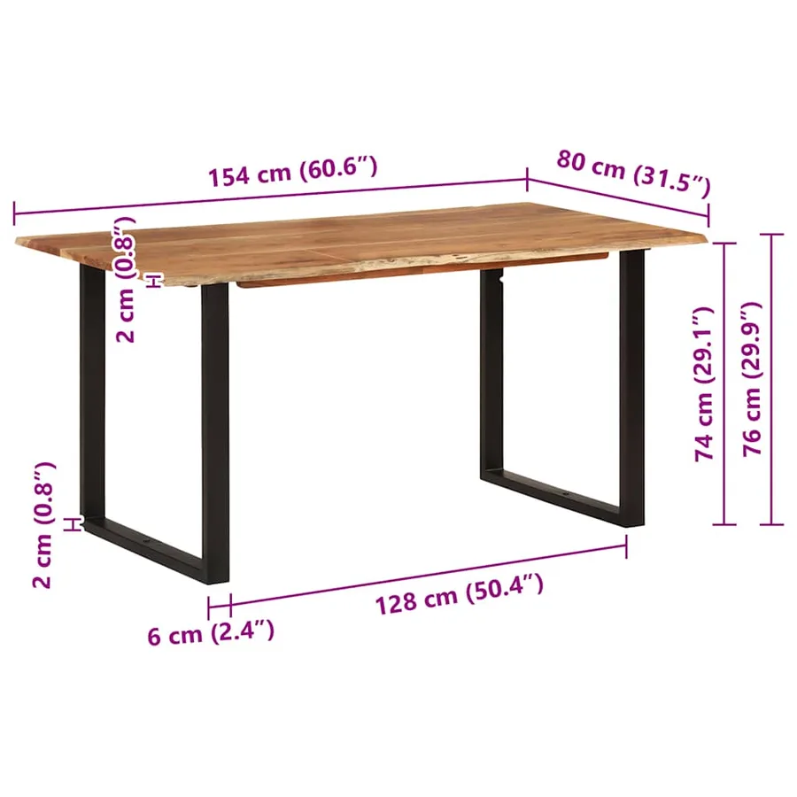 Table de salle à manger 154x80x76 cm Bois d'acacia solide - 14
