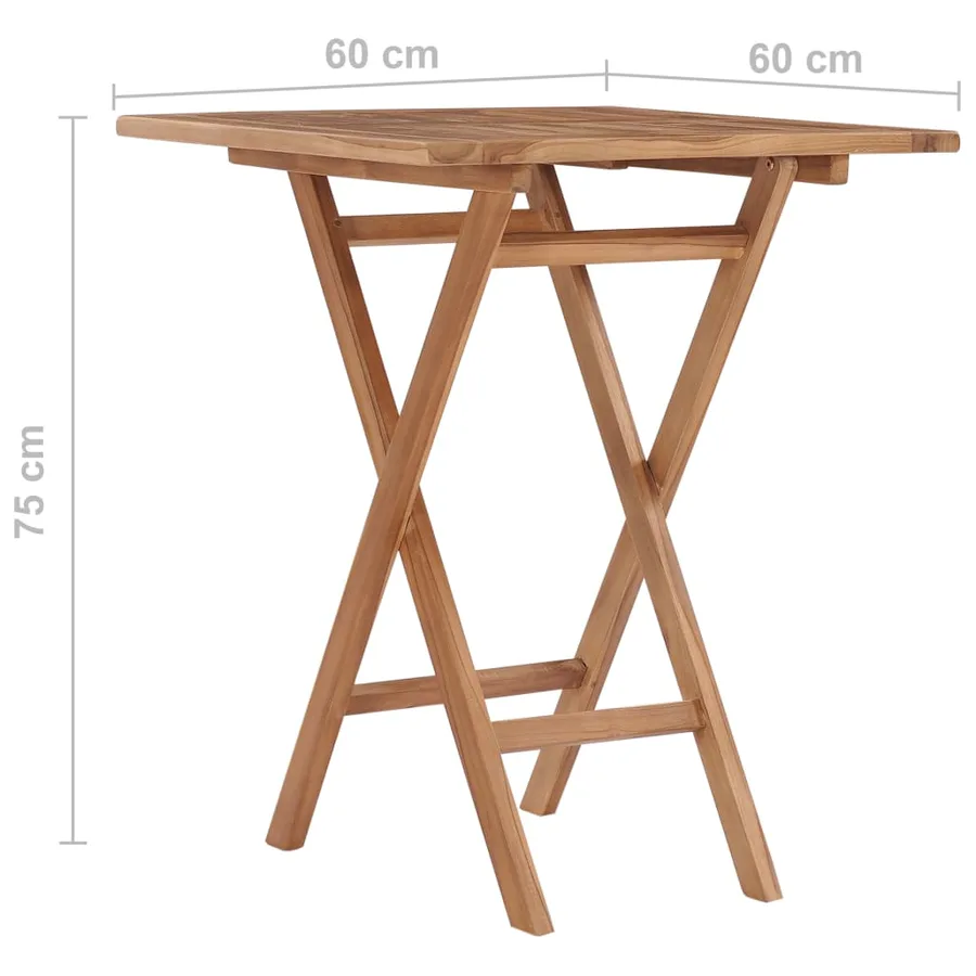 Table pliable de jardin 60x60x75 cm Bois de teck solide - 7
