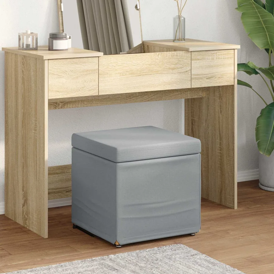Tabouret Gris clair 41 x 41 x 40 cm Tissu et bois stratifié