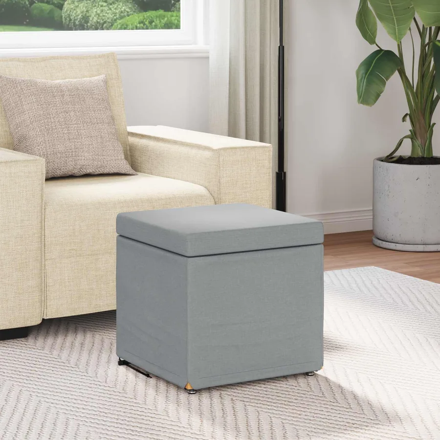 Tabouret Gris clair 41 x 41 x 40 cm Tissu et bois stratifié - 3