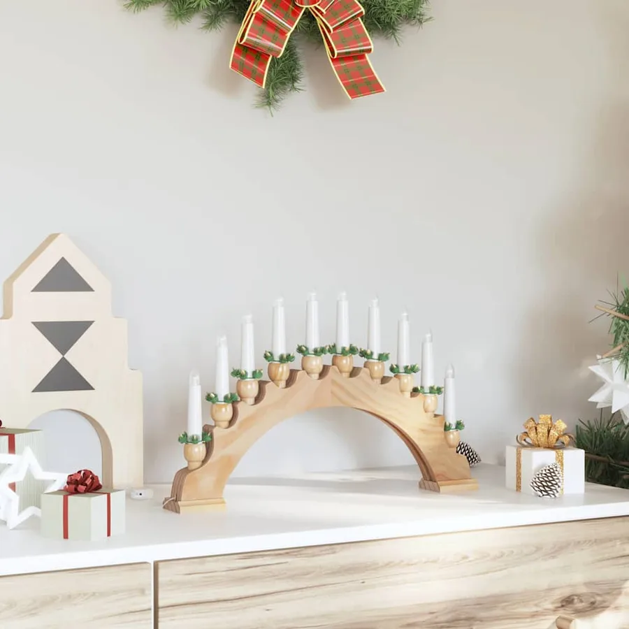 Arche de Bougies de Noël avec 10 Bougies LED Marron - 3