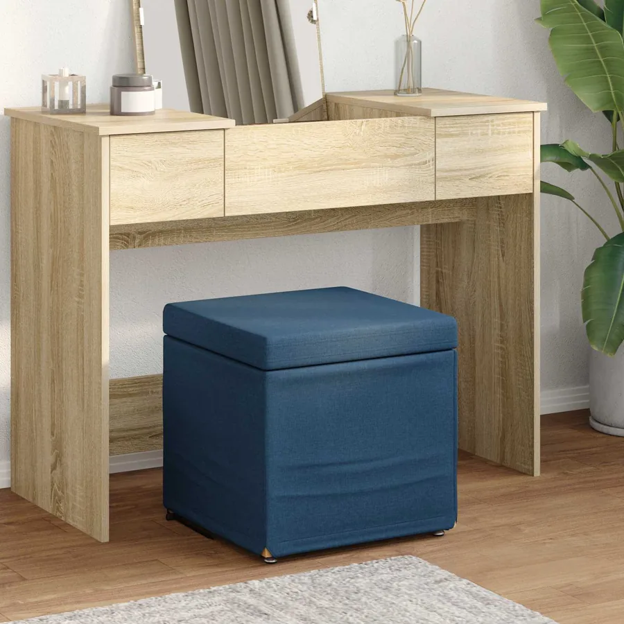 Tabouret Bleu 41 x 41 x 40 cm Tissu et bois stratifié