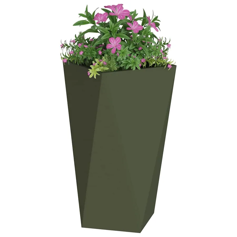 Jardinière Vert olive 40 x 40 x 75 cm Acier - 3