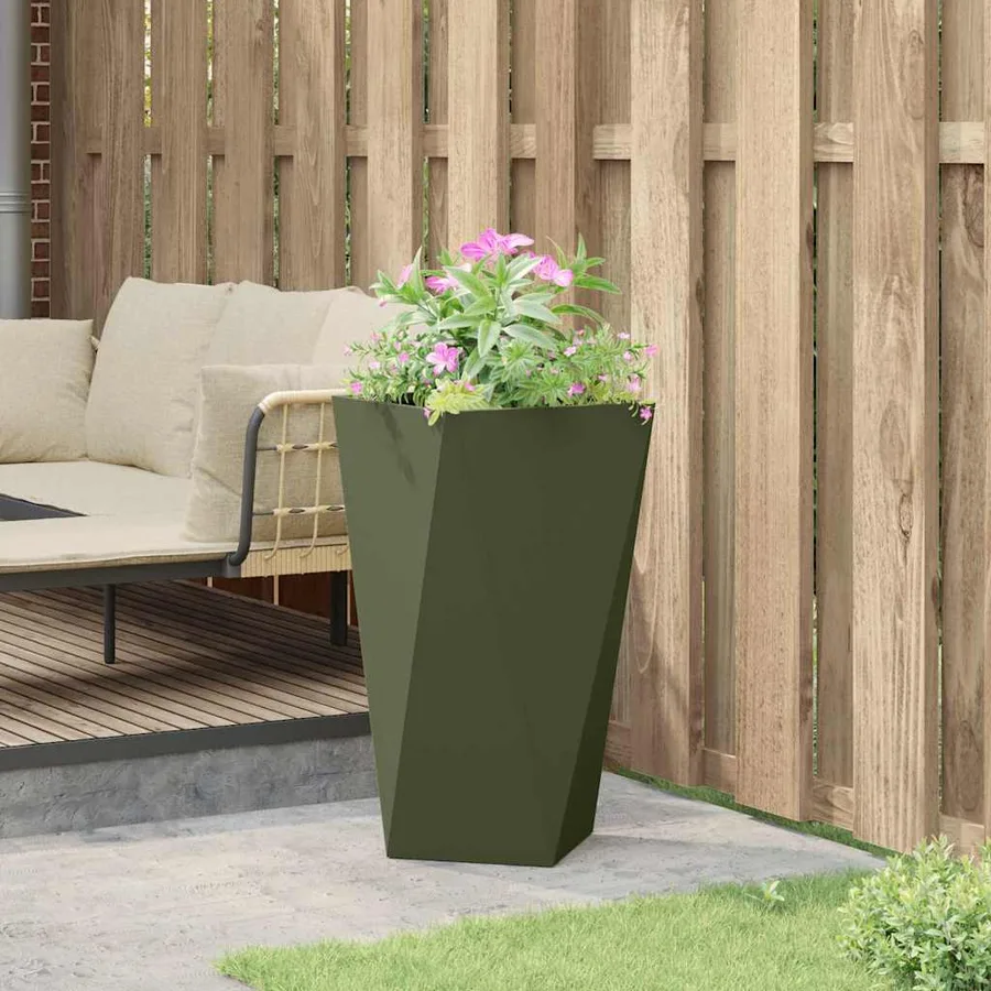 Jardinière Vert olive 40 x 40 x 75 cm Acier - 4