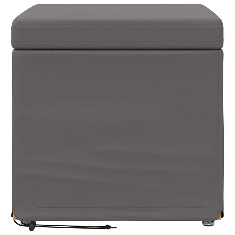 Tabouret Gris Cuir Synthétique et Bois Composite - 4