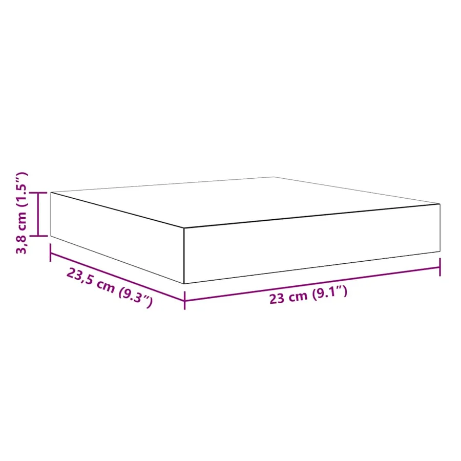 Étagères murales flottantes 2 pcs noir 23x23,5x3,8 cm MDF - 15