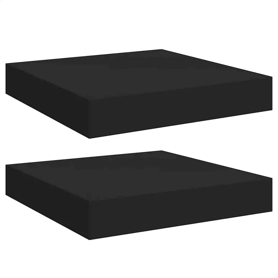 Étagères murales flottantes 2 pcs noir 23x23,5x3,8 cm MDF - 2
