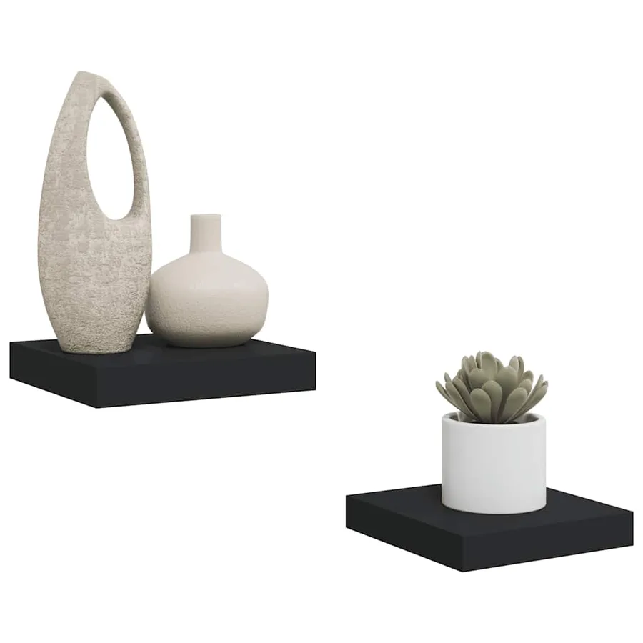 Étagères murales flottantes 2 pcs noir 23x23,5x3,8 cm MDF - 5