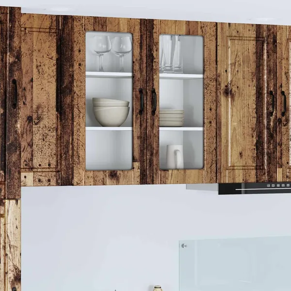 Cabinet en verre mural PORTO Bois ancien 80 x 31 x 80 cm