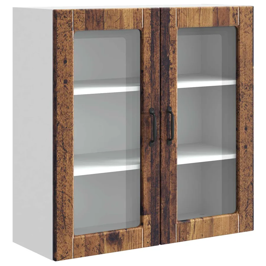 Cabinet en verre mural PORTO Bois ancien 80 x 31 x 80 cm - 2