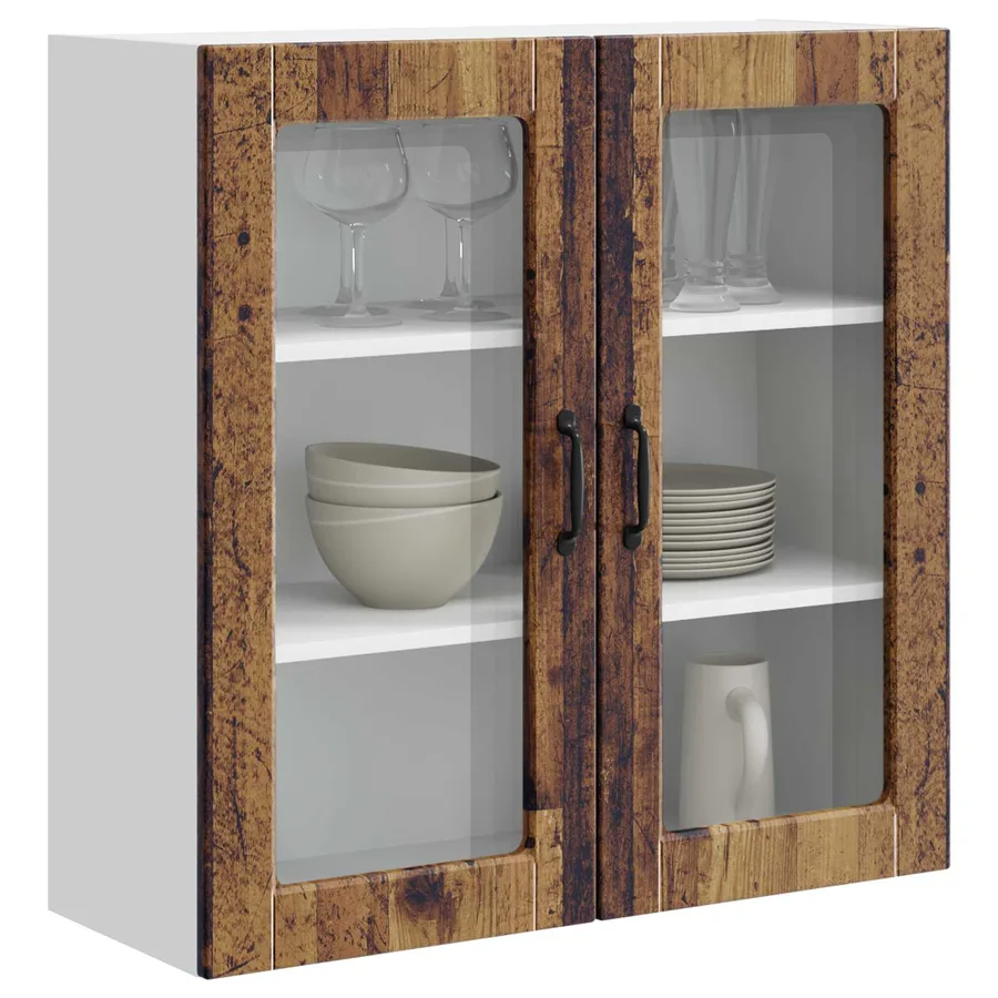 Cabinet en verre mural PORTO Bois ancien 80 x 31 x 80 cm - 3