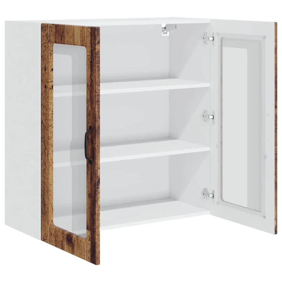 Cabinet en verre mural PORTO Bois ancien 80 x 31 x 80 cm - 5