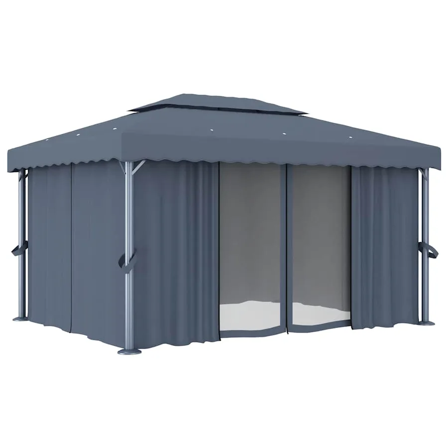 Tonnelle avec rideau 4x3 m Anthracite Aluminium - 2