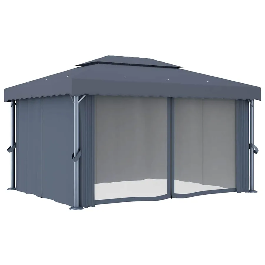 Tonnelle avec rideau 4x3 m Anthracite Aluminium - 3