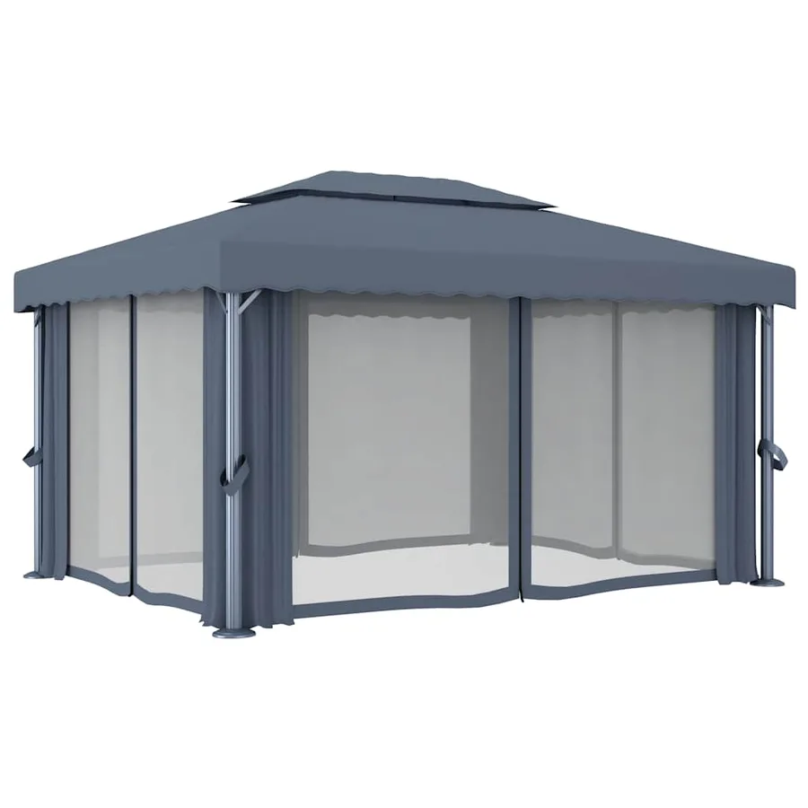 Tonnelle avec rideau 4x3 m Anthracite Aluminium - 4