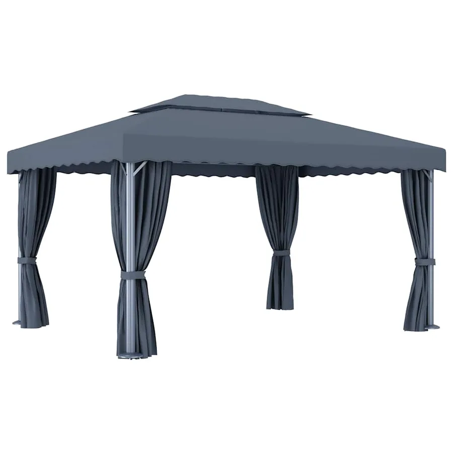 Tonnelle avec rideau 4x3 m Anthracite Aluminium - 5