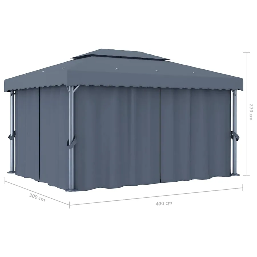 Tonnelle avec rideau 4x3 m Anthracite Aluminium - 7