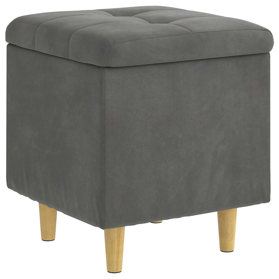 Pouf de rangement Gris foncé 40 x 40 x 45 cm Velours - 2
