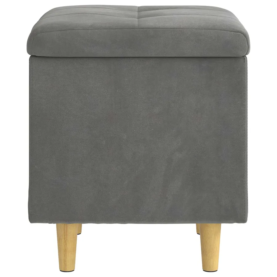 Pouf de rangement Gris foncé 40 x 40 x 45 cm Velours - 5