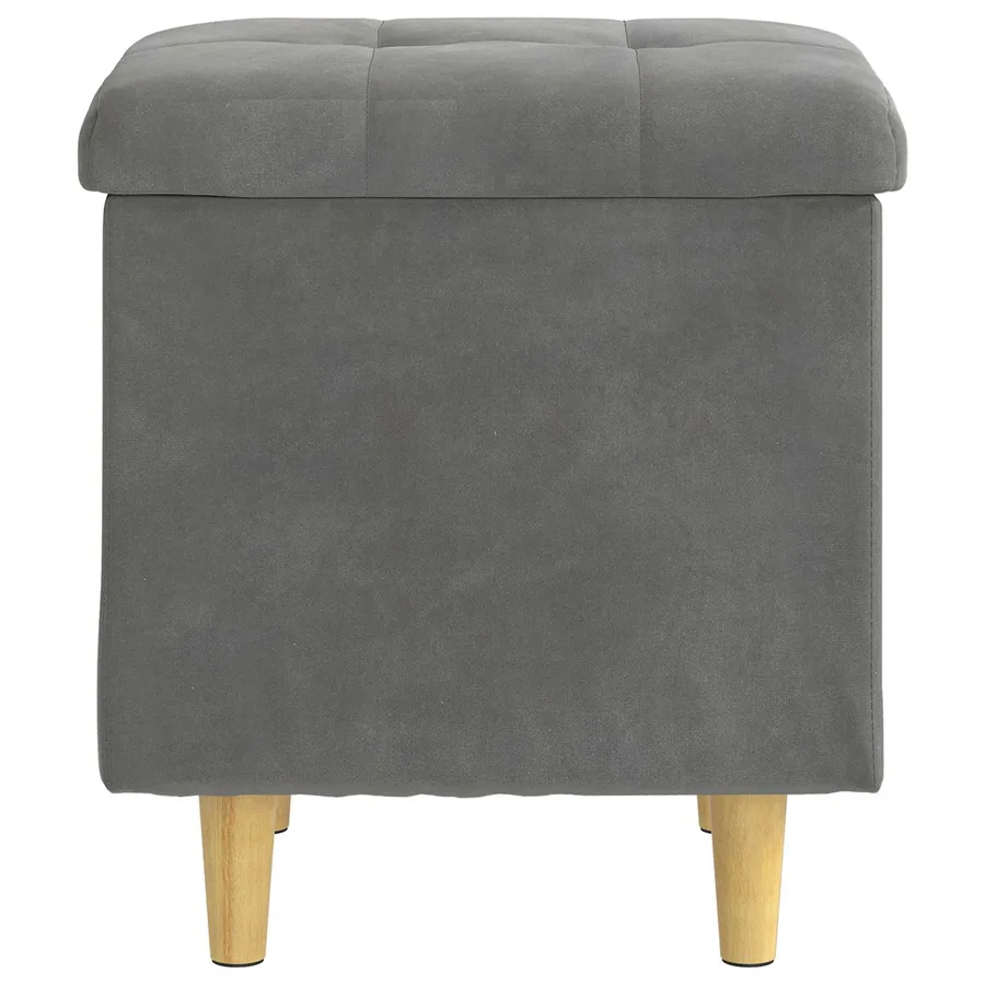 Pouf de rangement Gris foncé 40 x 40 x 45 cm Velours - 6