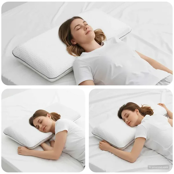 Coussin de sommeil Uni Blanc 70 x 40 x 14 cm Mousse de Gel