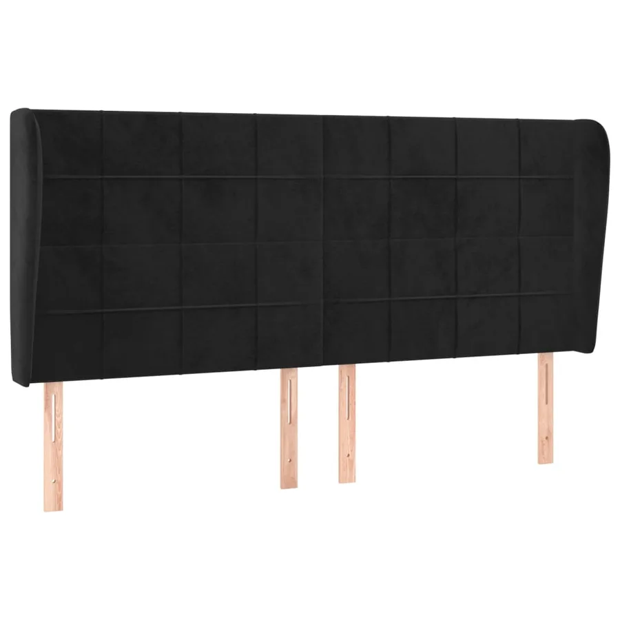 Tête de lit avec oreilles Noir 203x23x118/128 cm Velours - 2