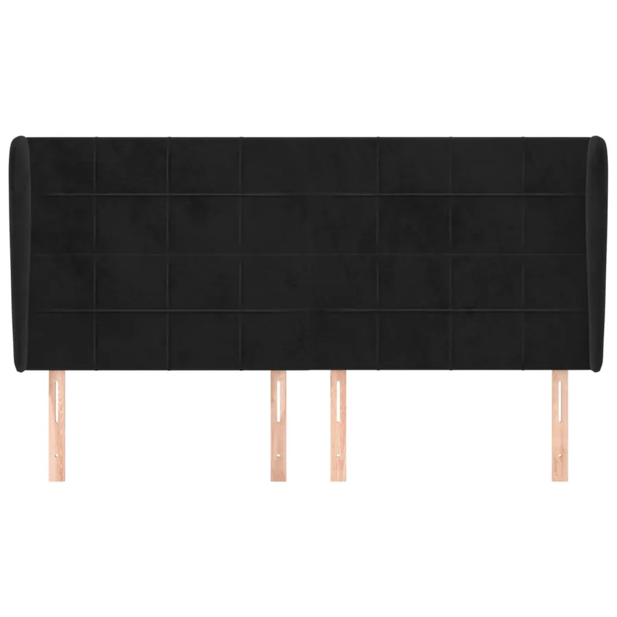 Tête de lit avec oreilles Noir 203x23x118/128 cm Velours - 3