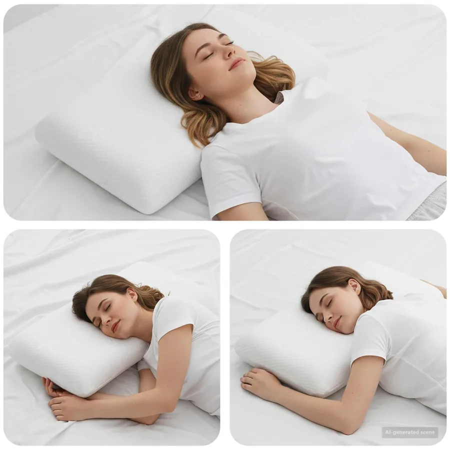 Coussin de sommeil Uni Blanc 74 x 39 x 13 cm