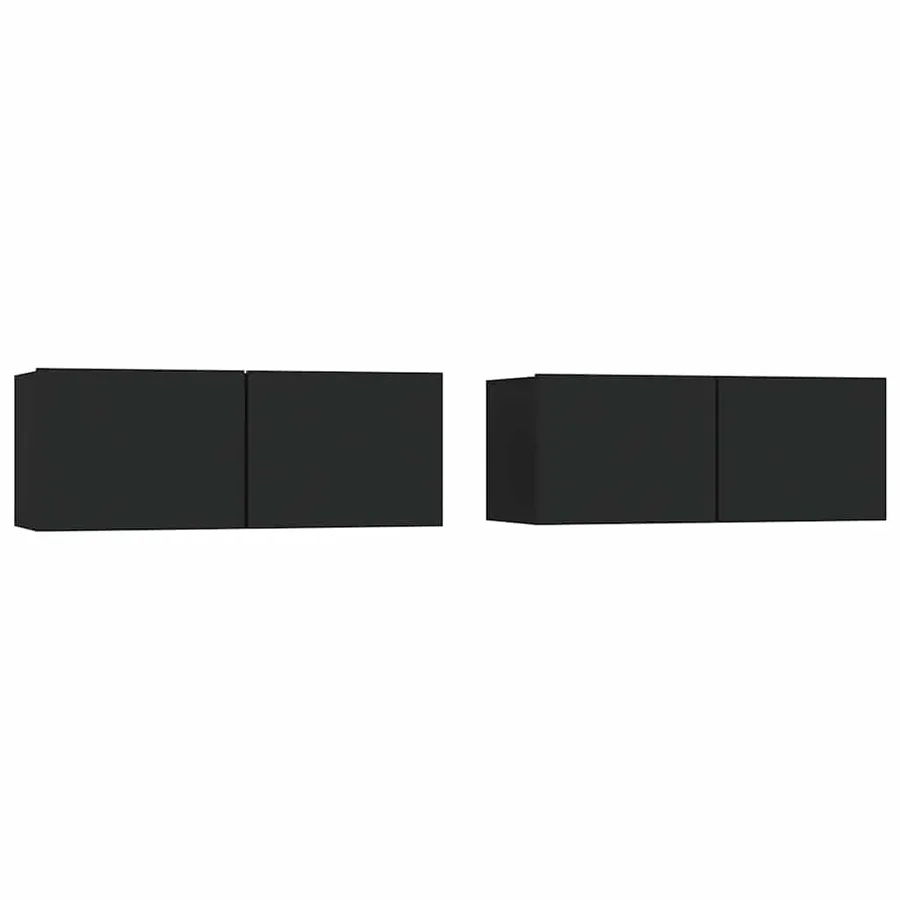 Meubles TV 2 pcs Noir 80x30x30 cm Bois d'ingénierie - 2