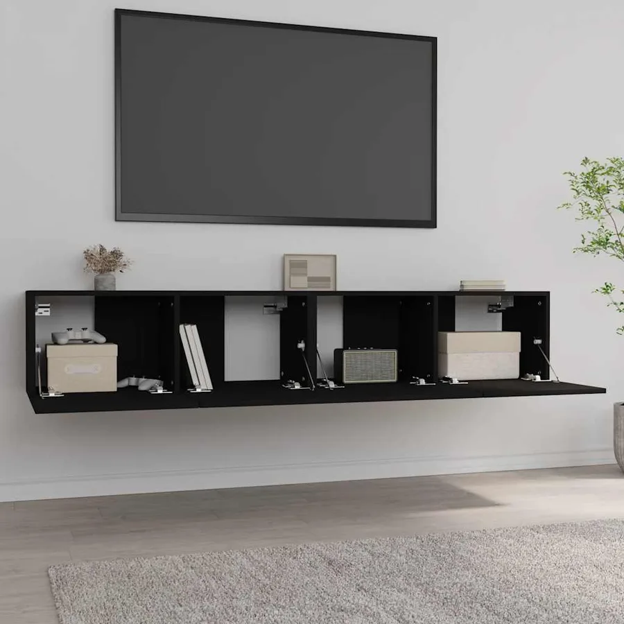 Meubles TV 2 pcs Noir 80x30x30 cm Bois d'ingénierie - 3