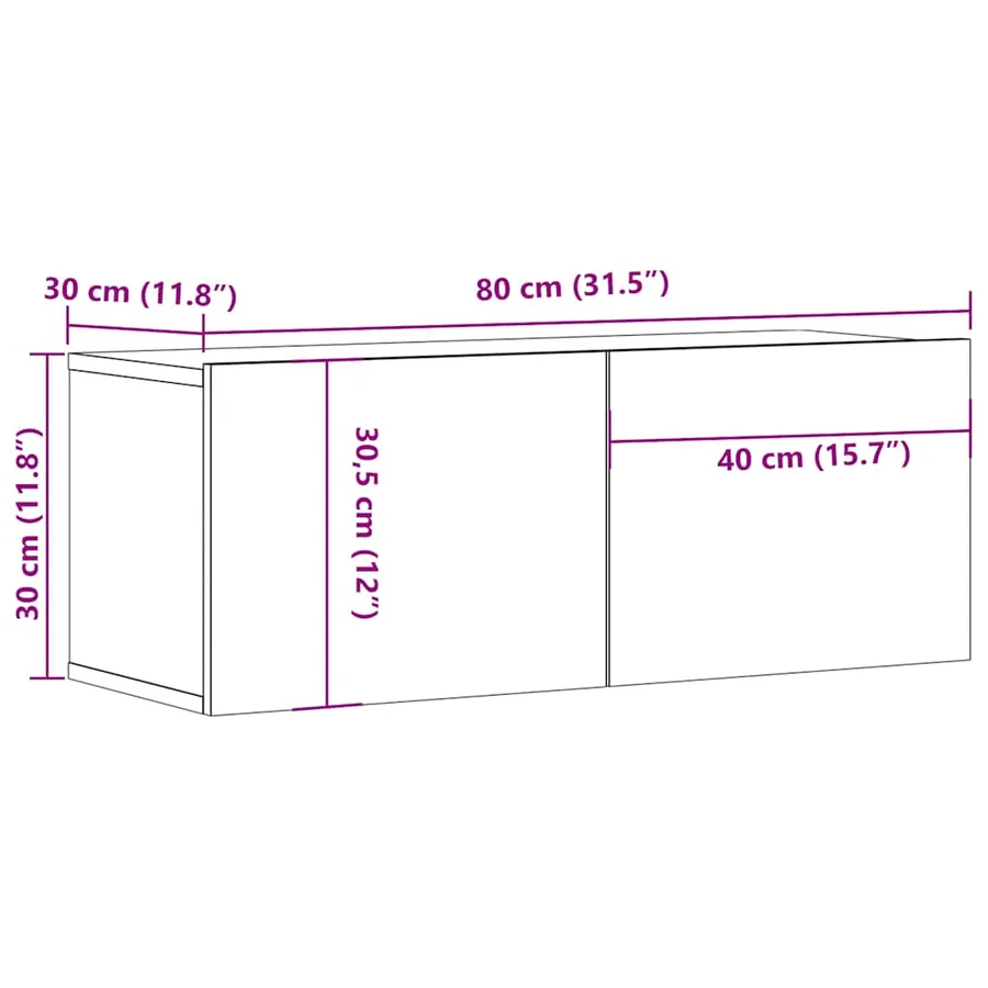 Meubles TV 2 pcs Noir 80x30x30 cm Bois d'ingénierie - 8
