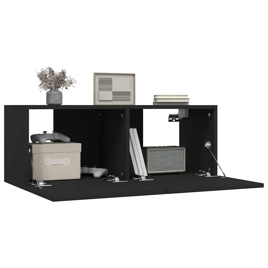 Meubles TV 2 pcs Noir 80x30x30 cm Bois d'ingénierie - 9