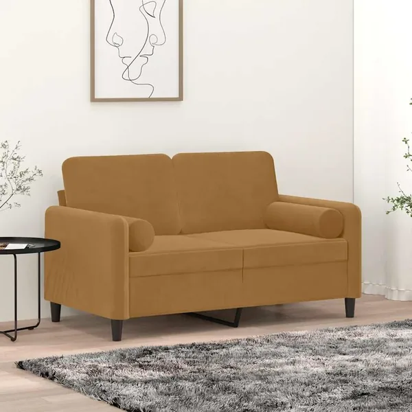 Coussins décoratifs lot de 2 Marron Ø15x50 cm Velours