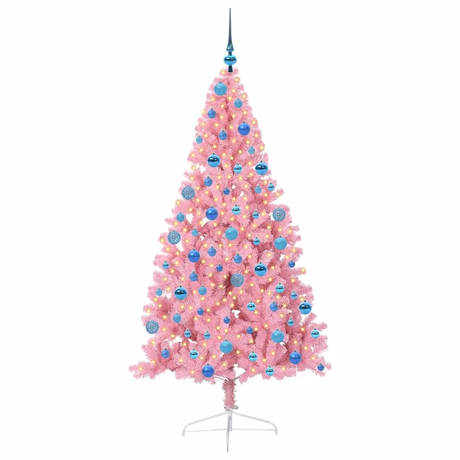 Sapin de Noël artificiel pré-éclairé Rose 180 cm PVC - 3