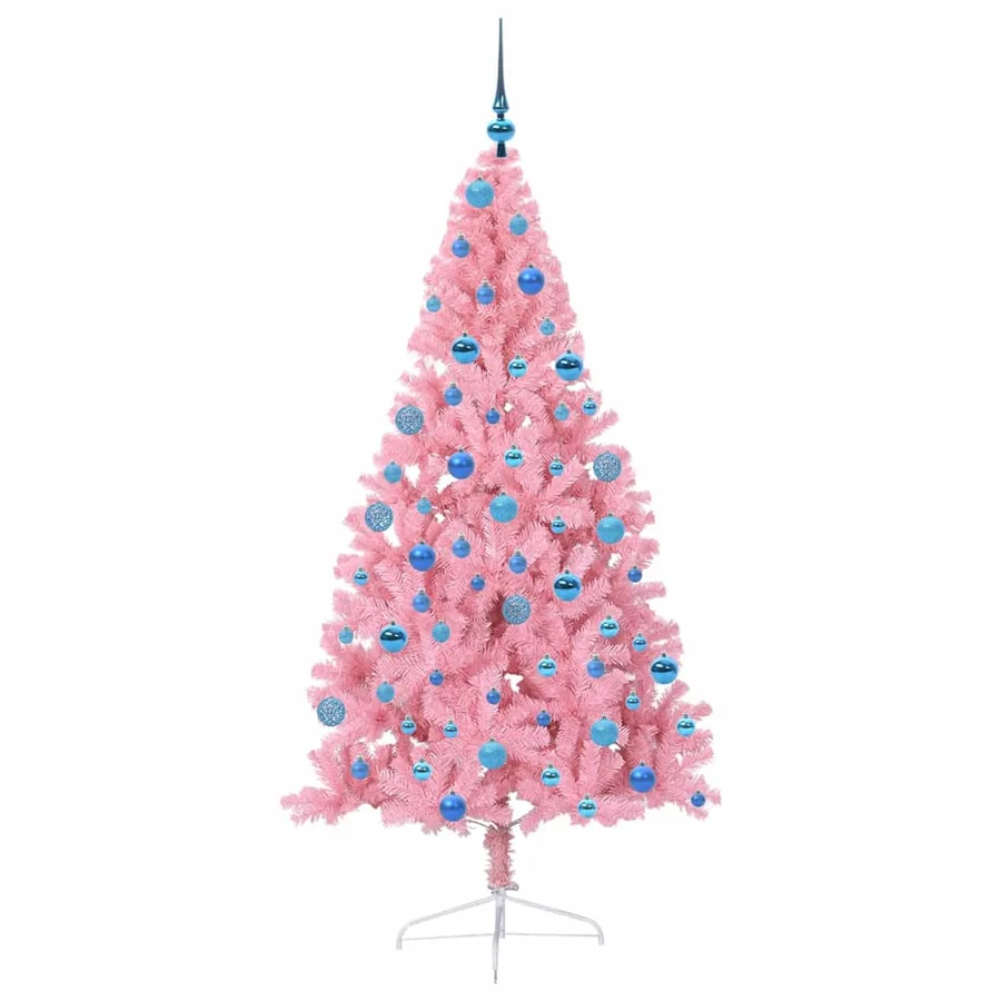Sapin de Noël artificiel pré-éclairé Rose 180 cm PVC - 4